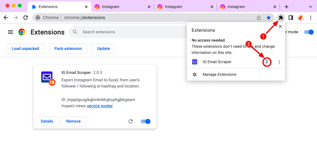 Xing Employees Export chrome extension install pin